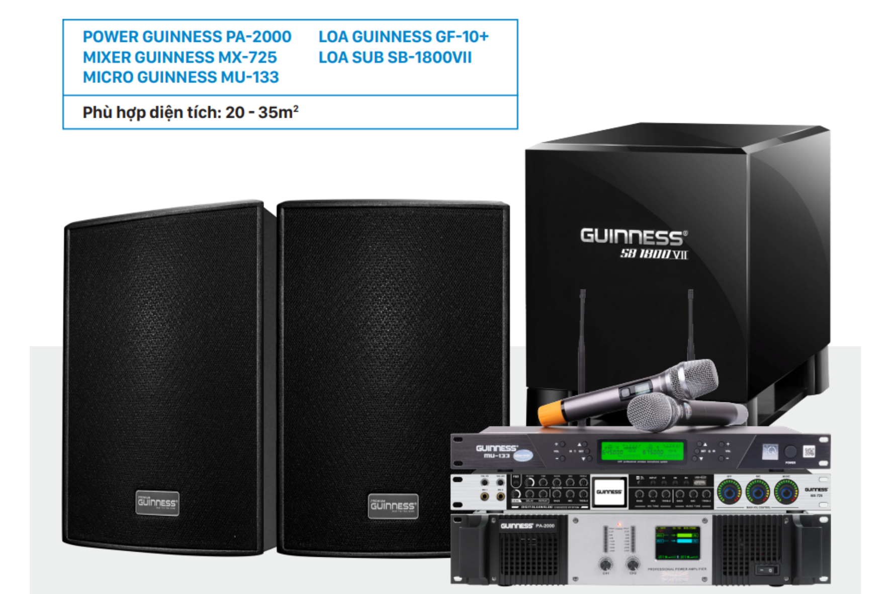 Dàn Karaoke Guinness chuyên nghiệp dành cho diện tích 20 – 35m2