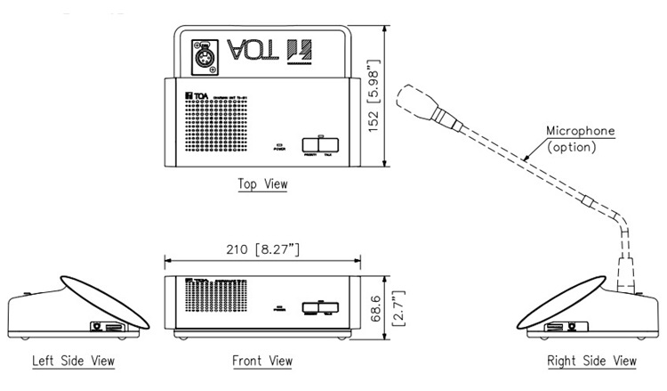 Hình ảnh mô tả thiết kế của thiết bị chủ tọa TOA TS-811