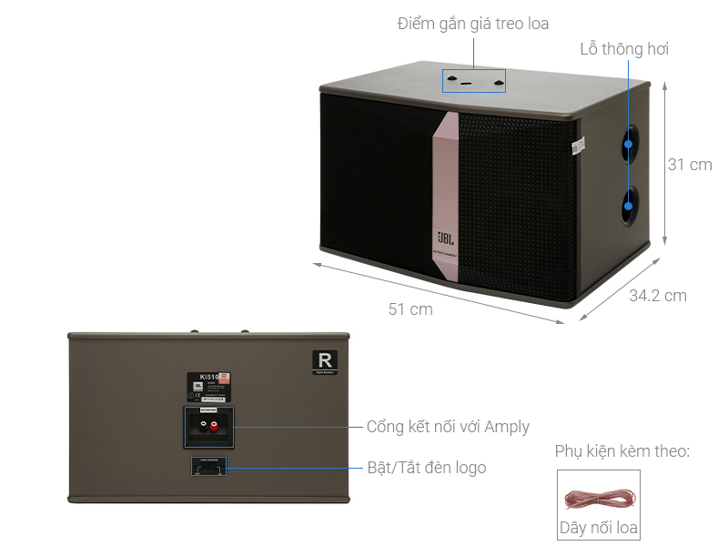 Loa karaoke JBL KI510 nhờ vào thiết kế hiện đại, hướng tới sự tiện ích và phù hợp với nhiều đối tượng sử dụng
