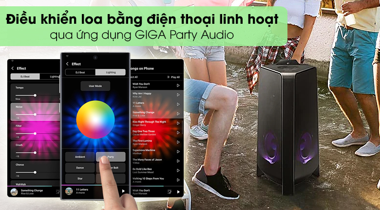 Điều khiển loa qua ứng dụng Giga Party Audio