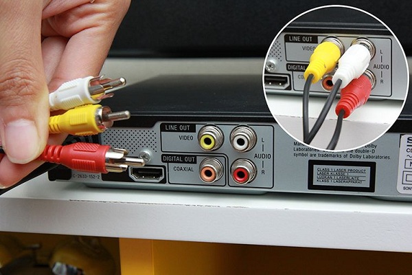 Kết nối tivi với Amply bằng cáp AV (giắc cắm 2 màu đỏ - trắng)