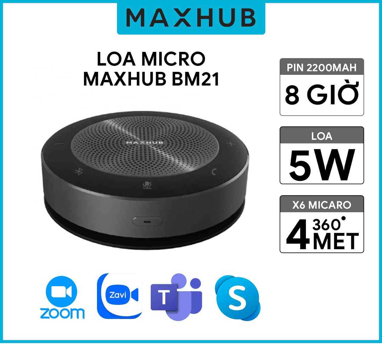 Loa Bluetooth BM11 Maxhub thiết kế dạng khối tròn