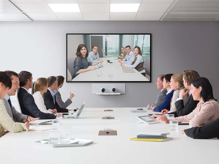 Hệ thống hội nghị hãng Cisco đang được sử dụng trong cuộc họp
