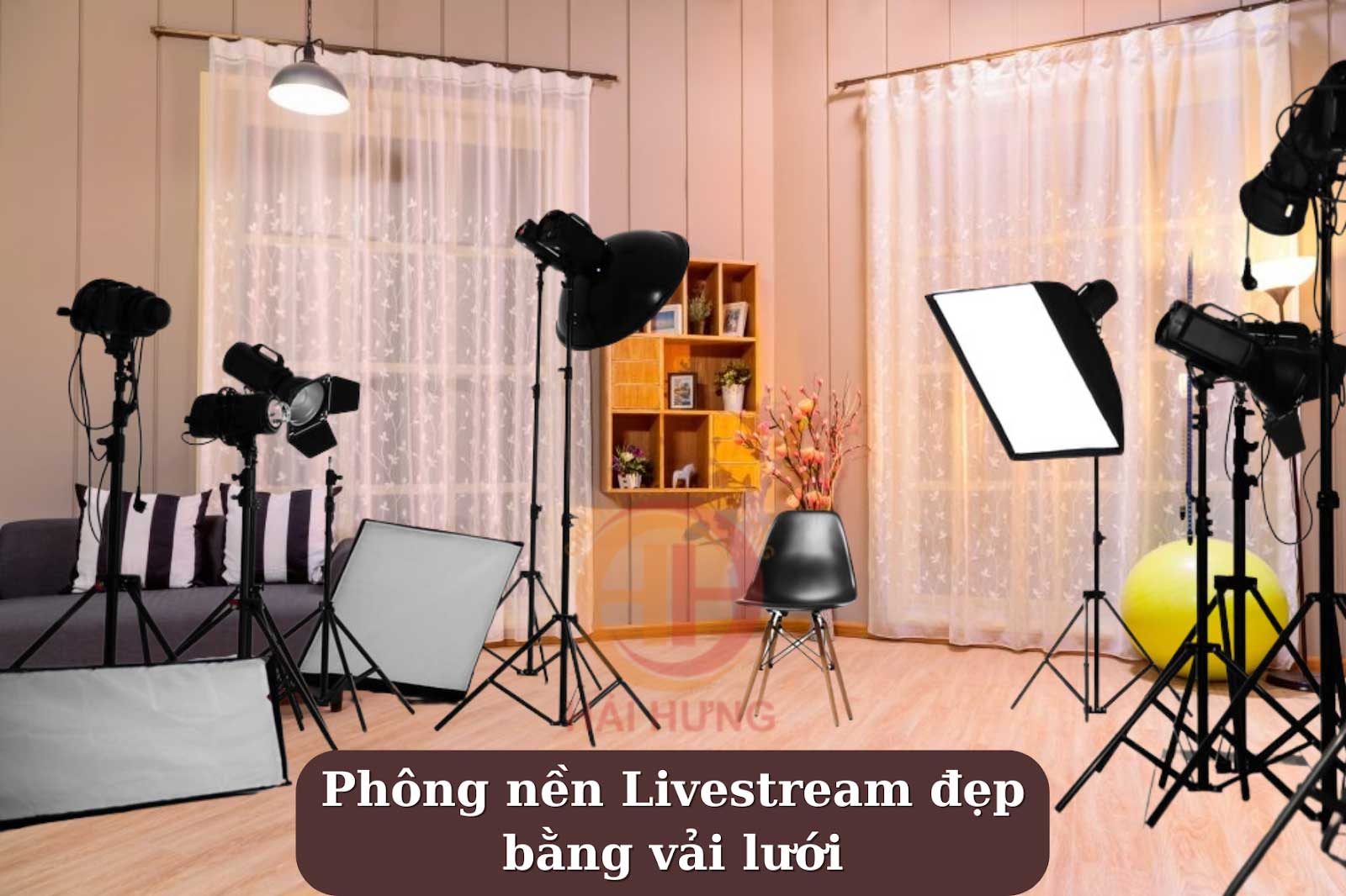 Mẫu phông nền Livestream đẹp bằng vải lưới