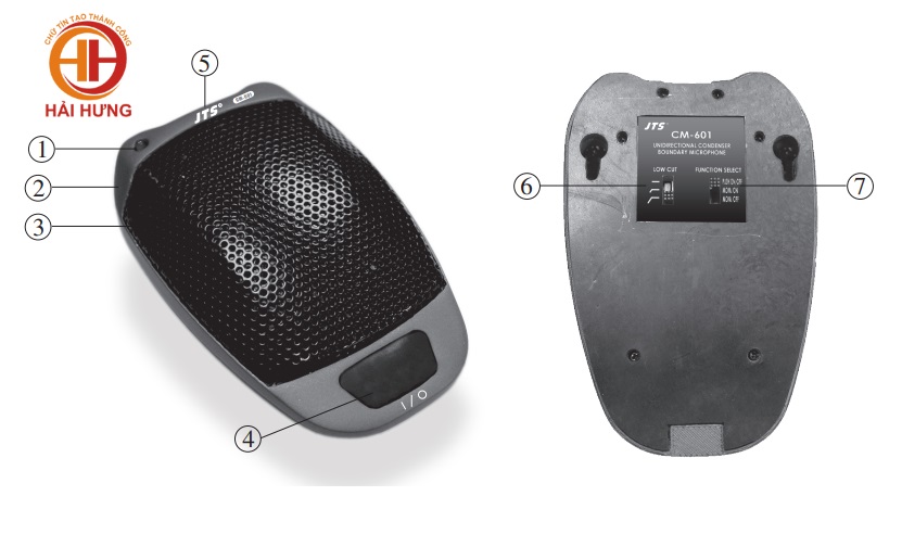 Chú thích các bộ phận của micro CM-601